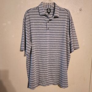 💕5 For $20 Footjoy Men's Golf Polo Shirt Blue/White Striped Size XL